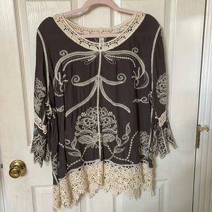 Cato womens XL beach vibes crochet blouse top